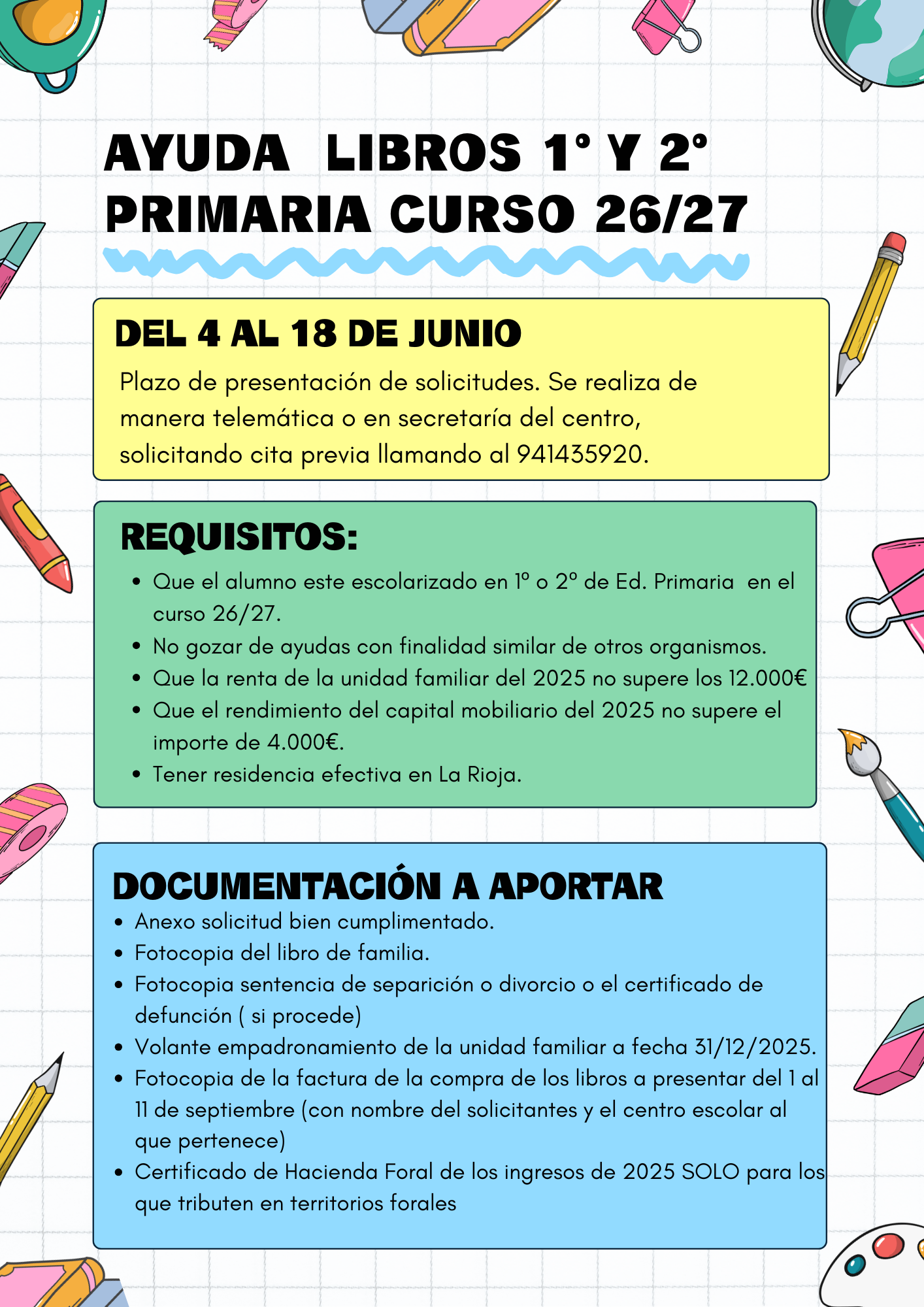 Ayuda de libros 1º y 2º